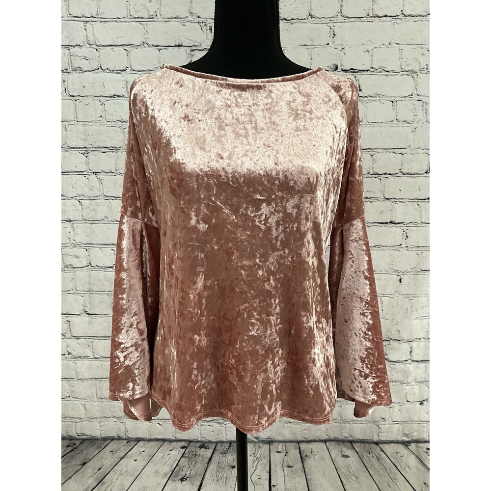 BLU HEAVEN BY UMGEE acid washed hot pink bell flutter long sleeve top Large - Picture 4 of 5